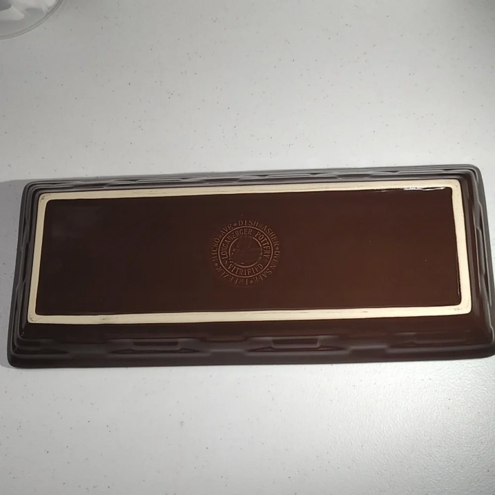 Longaberger Vitrified Pottery Tray For The Tasting Bowl Set In Chocolate Brown